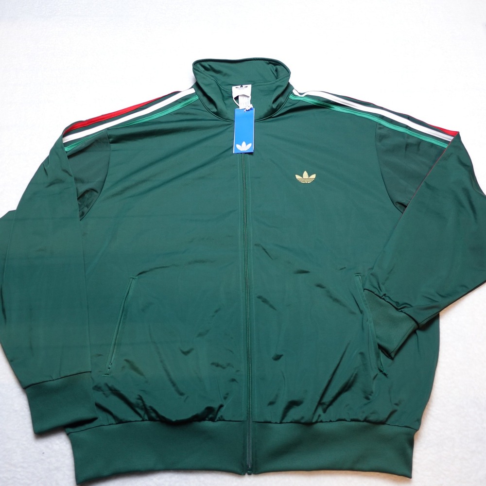 adidas Firebird TT Track Top Mens 2XL Dark Green 3-Stripes Full Zip Jacket